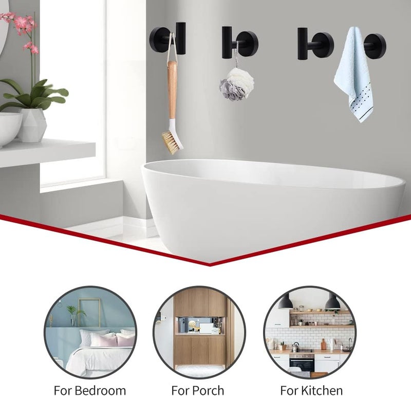 Ruby Q 20pcs Bathroom Hardware Set, Matte Black Bathroom Hardware Set, Including 16" Hand Towel Bars, Toilet Paper Holders, Towel Rings, Robe Towel Hooks - Image 5